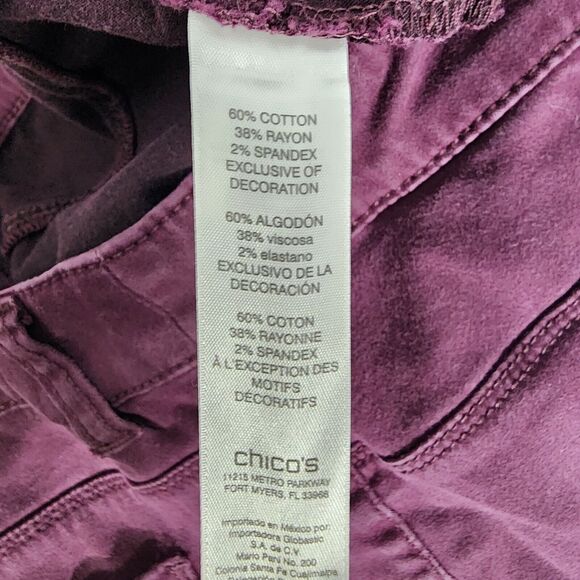 Chico's Woman's Jeans Size 1 Medium 8 Microsand Sateen Girlfriend Tapered Purple - Picture 7 of 9